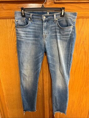 7 For All Mankind Light Blue Cropped Ankle Jeans
